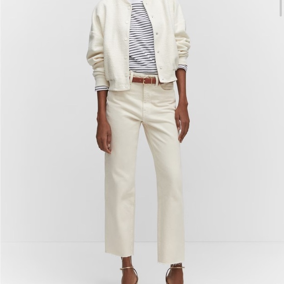 Mango Denim - NWT MANGO Havana Straight Leg Cropped Cream High Waist Jeans Size 10